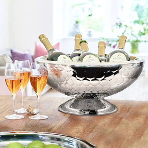 Grand bol à punch jetable en acier inoxydable plaqué argent pour le service de nourriture, utilisation en fête, écologique - Product Image 3