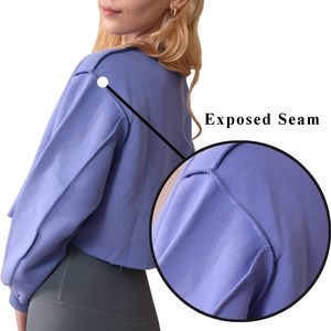 High Quality Sweatshirt Wholesale Cropped <b>Top</b> <b>Fleece</b> <b>Women's</b> Sweatshirt Woman Plain Cotton Crewneck Cropped Hoodie <b>Women</b> - Product Image 4