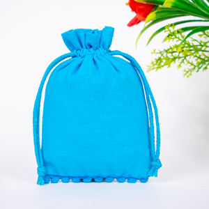 Fabricante logotipo personalizado indio hecho a mano turquesa gasa regalo Favor bolsa cordón algodón joyería almacenamiento bolsa al por mayor - Product Image 1