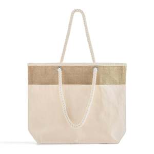 <b>Large</b> Fancy Solid Color <b>Canvas</b> Rope Tote <b>Bag</b> RJ260 Pattern - Product Image 5