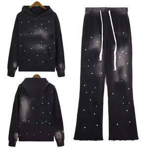 ชุดวอร์มผู้ชายทรงหลวมสไตล์วินเทจประดับเพชรเทียม  สำหรับผู้ชาย - Product Image 4