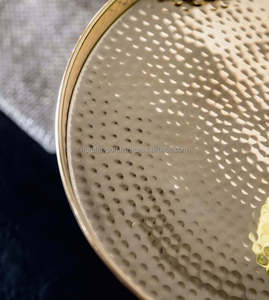 Soporte de pastel de cumpleaños de nácar hecho a mano de latón, Juego de 2 formas redondas, soporte de postre de madera de diferentes tamaños de la India - Product Image 3