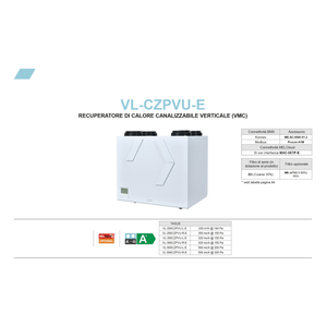 Sistema HVAC Vertical con Conductos para el Hogar Mitsubishi VMC VL-350CZPVU-R-E A+ con Unidad de Recuperación de Calor de Lado Derecho - Product Image 5