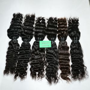 Vente en gros d'extensions de cheveux humains indiens vierges 100% naturels cuticules ondulées alignées traitement chimique aucun faisceaux de cheveux - Product Image 3
