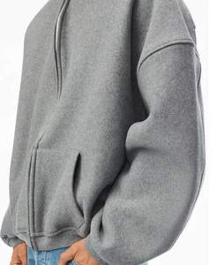 Sweat à capuche zippé personnalisé 500 GSM de haute qualité 100% coton à épaules tombantes pour hommes - Product Image 5