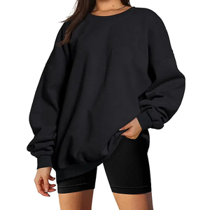 Ropa de moda de otoño personalizada, sudadera de gran tamaño para mujer, sudadera de manga larga con cuello redondo, Jersey informal negro, sudaderas con capucha - Product Image 2