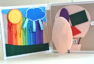 Bambino fatto a mano 10 pagine feltro educativo arcobaleno montessori attività silenziosa <span class=keywords><strong>libro</strong></span> occupato per abilità motorie sensoriali fini - Product Image 6