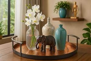 Plateau en cuivre pur de haute qualité avec un design indien traditionnel pour la décoration de la maison de luxe au prix de gros par AALIYAN IMPEX - Product Image 3