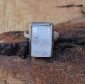 Bague en Pierre de Lune Arc-en-ciel en Argent Sterling 925, Bijou Fait Main en Pierre Précieuse pour Femme, Style Vintage, Tendance, Élégant, Cadeau Plaqué Rhodium - Product Image 2