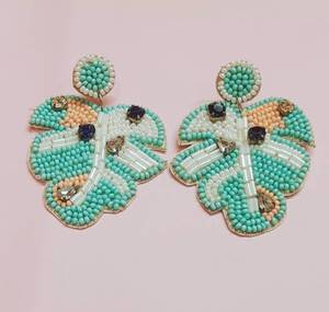 Pendientes de cuentas de semillas bordados a mano 100%, estilo clásico, multicolor, tamaño personalizado, para fiestas, unisex, regalo indio - Product Image 2