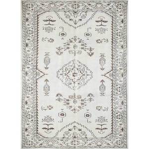 Vintage Beige <b>Brown</b> Hand Knotted <b>Wool</b> Rug for Home Use-for Living Hallway Entryway Teen's Bedroom Medallion Rectangle Puzzle - Product Image 1