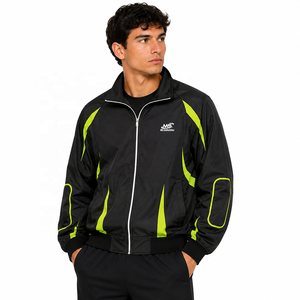Custom Y2K Style Sporty Hooded <b>Men</b> Contrast Panel Reflective Loose Fit Embroidery Waterproof Windbreaker Streetwear <b>Jackets</b> - Product Image 1