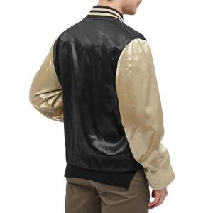 Custom Satin Varsity Bomber Jacket <b>Men</b> Baseball Letterman Style Fashion Streetwear Lightweight Outerwear - Product Image 3