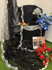 Organza หนักพร้อมลําดับการเย็บปักถักร้อยชุดทํางานชาวปากีสถานสําหรับงานปาร์ตี้และงานแต่งงานมีจําหน่ายในราคาไม่แพง - Product Image 6