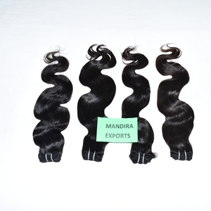 100% naturel brut cuticule aligné indien vierge tissage crépus Bodywave noir faisceaux Temple Extensions de cheveux humains - Product Image 1