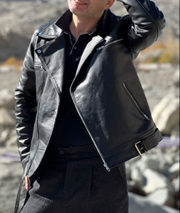 Chaqueta de cuero de talla grande de alta calidad, chaqueta de cuero para uso en exteriores, chaqueta de cuero para hombre con cuello levantado - Product Image 2