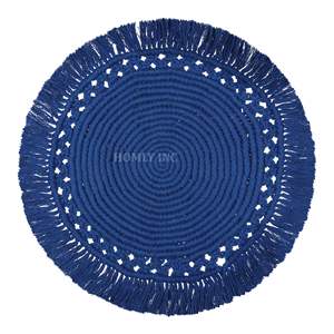 Handmade 12-Inch <b>Blue</b> <b>Table</b> <b>Mat</b> Custom Design Natural Cotton Thick 3mm Handcrafted in India for <b>Table</b> Decoration - Product Image 1