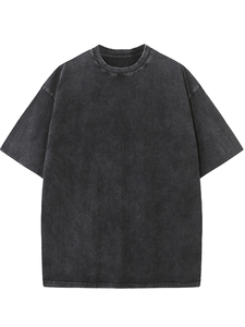 Vente en gros de t-shirts pour hommes personnalisés lavés à l'acide à la mode tendance 100% coton long avec motif imprimé - Product Image 4