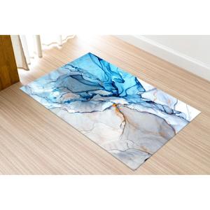Alfombra con Estampado de Mármol Gris y Azul - Decoración Moderna de Lujo para el Hogar, Alfombra de Terciopelo de Lujo - Product Image 5