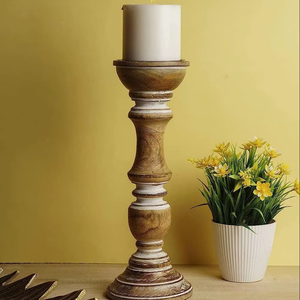 Wooden Pillar Candle Holders for Dining <b>Table</b> Farmhouse Wood Candle Stand for <b>Table</b> Centerpieces Vintage <b>Tall</b> Candleholders - Product Image 1