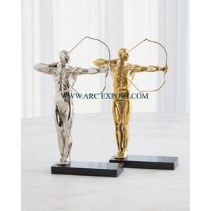 Fancy Silver Shiny Polish Metal Crafts Home Mesa decorativa Escultura para escritorio Oficina Hotel Accent Objects - Product Image 2