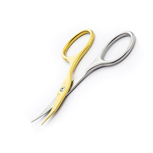 Ciseaux à cuticules dorés et argentés Ciseaux à ongles à pointe fine et courbée en métal et acier Ciseaux à ongles de beauté - Product Image 1