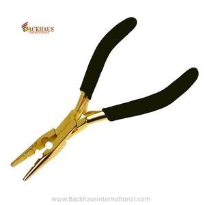 Professional <b>Hair</b> Extension Plier Multi-Function Gold Color Coated Black <b>Grip</b> Handle <b>Hair</b> Extension Pliers - Product Image 2