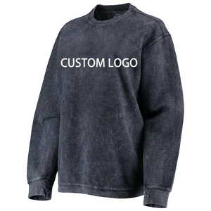 Sudadera con capucha y cuello redondo y logotipo personalizado Unisex 100% algodón grueso Gsm sudadera de gran tamaño bordada con cuello redondo sudadera en blanco para hombre - Product Image 4
