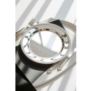 Plaque de chargeur en métal argenté avec élégance conçue pour couronner votre table de prestige lors de mariages et de grands événements - Product Image 5