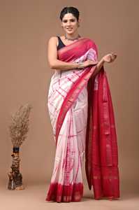 Sari en soie Maheshwari pure imprimé à la main avec pièce de blouse – Élégant soie Maheshwari pure – Vêtement ethnique imprimé à la main - Product Image 2