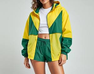 2025 a prueba de viento Color sólido 2 piezas conjunto cortavientos al aire libre chándal conjunto cortavientos conjuntos cortos - Product Image 3