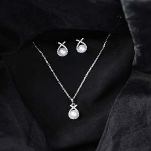 Conjunto de Joyería de Perlas de Agua Dulce Asal Plateadas, Diseño Geométrico Clásico y Moderno, Chapado en Oro, Oro Rosa y Diamantes, para Regalo de Boda o Fiesta - Product Image 2