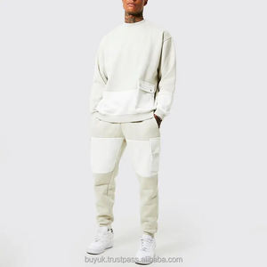 Chándal cargo unisex de dos tonos de gran tamaño con logotipo personalizado, chándal de maternidad de diseñador de invierno de dos piezas para hombre, respetuoso con el medio ambiente - Product Image 4