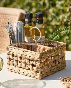 Cesta de almacenamiento rústica de 3 compartimentos Cesta de mimbre tejida a partir de 100% jacinto de agua, menaje y especias - Product Image 1