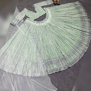 Presentación del nuevo diseñador Lehenga Choli Fancy Style Faux Georgette Sequence Work Multi Needle Work Bordado Work Zari Work - Product Image 1