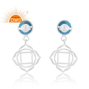 Dernière vente de boucles d'oreilles en argent sterling 925 avec pierres précieuses en turquoise naturelle Fabricant de bijoux personnalisés - Product Image 2