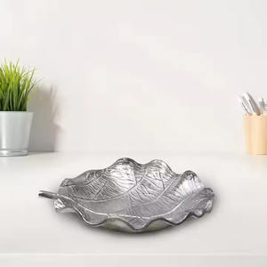 Plateau en aluminium à feuilles, bols pour feuilles en argent, plateau de service pour feuilles en métal - Product Image 2