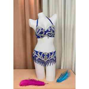 Forte demande avec des ensembles de soutien-gorge et de culottes à prix raisonnable Danse du ventre perlée avec qualité d'exportation - Product Image 5