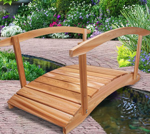 Puente de Jardín Arqueado de Madera Maciza (Decorativo) - Product Image 2