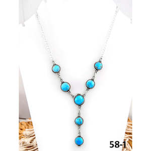 Collier artisanal classique en argent sterling et pierres blanches avec ancre turquoise et perles numérotées, idéal pour un cadeau - Product Image 1