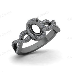 Bijouterie en argent sterling plaqué or 925 de bonne qualité à l'exportation Bijouterie ovale 8x6mm Résine semi-monture Fabricant en gros - Product Image 3
