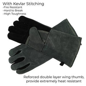 Venta al por mayor Guantes de soldadura Cuero de vaca Split Protector Mano Soldador Guantes DE TRABAJO Guantes de chimenea Barbacoa Construcción - Product Image 3