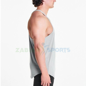 Camisetas sin mangas de tirantes de gimnasio para hombre de alta calidad de secado rápido de poliéster Spandex Hip Hop Muscle Workout Singlet personalizado al por mayor de punto - Product Image 2