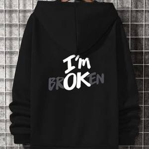 Hombres Otoño Invierno con capucha calle manga larga Regular Fit Color sólido Casual blusa algodón descarga a prueba de viento Tops sudaderas con capucha - Product Image 4