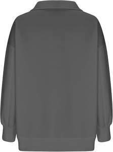 Suéter Holgado de Manga Larga con Cierre, Tejido de Rizo, Resistente al Viento, Antibolitas, para Invierno/Otoño/Primavera, con Logotipo Frontal, para Mujer - Product Image 4