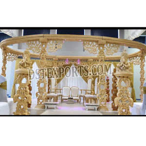 Mandap de Madera Indio para una Atractiva Boda al Estilo Bollywood, Último Modelo de Mandap de Boda Tallado en Oro, Artesanía en Madera, Mandap Maharani Canadá - Product Image 1