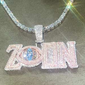 Top Qualité Personnalisé Glacé Hip Hop Nom Pendentif avec VVS Moissanite Diamant 925 Argent Plaqué Or Meilleur Prix pour les Femmes - Product Image 1