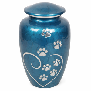 Urne funéraire moderne blanche pour animaux de compagnie avec bande de patte en acier inoxydable pour un mémorial élégant pour animaux de compagnie - Product Image 6