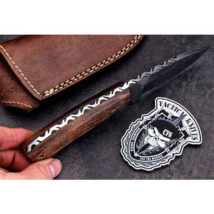Couteau de chasse Damas fait à la main personnalisé avec du bois de ronce de noyer noir exotique pour le camping et le bricolage Support OEM disponible - Product Image 3