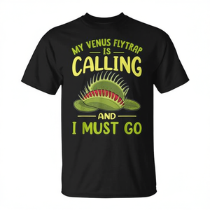 Camiseta Venus Flytrap negra con cuello redondo, unisex, manga corta, diseño humorístico, regalo para amantes de las plantas - Product Image 2